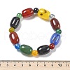 Natural Agate Bead Stretch Bracelets G-P570-01E-5