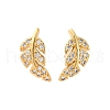 Clear Cubic Zirconia Feather Stud Earrings EJEW-P196-15G-1-1