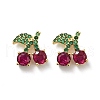 Cherry Brass Micro Pave Cubic Zirconia Stud Earrings EJEW-F895-26A-G-4