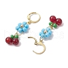 Natural Carnelian Beads & Glass Seed Dangle Hoop Earrings EJEW-MZ00309-01-4