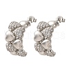 Brass Micro Pave Clear Cubic Zirconia Stud Earrings EJEW-D322-07P-02-4
