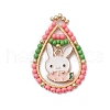 Easter Theme Glass Seed Beaded Teardrop with Rabbit Pendants PALLOY-MZ00580-03-1