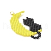 Handmade Glass Seed Beaded Moon with Cat Shape Pendants PALLOY-MZ00613-2