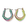 Ion Plating(IP) Rainbow Color 304 Stainless Steel Teardrop Chunky Hoop Earrings for Women EJEW-G293-14M-1