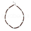 2Pcs 2 Colors Natural Coconut & Natural Magnesite Heishi Beaded Necklaces NJEW-JN05308-6