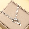 Stainless Steel Paperclip Chain Initial Necklaces with OT Clasps WGD6039-25-1