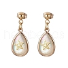 Brass Natural Paua Shell Teardrop Dangle Stud Earrings EJEW-JE06408-02-2