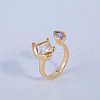 Brass Micro Pave Cubic Zirconia Cuff Rings for Women OB2242-1