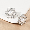Flower Brass ABS Imitation Pearl Stud Earrings EJEW-M082-09P-5