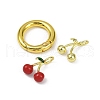 Cherry Brass Enamel Spring Gate Rings KK-M322-09G-2