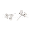 Rhodium Plated 925 Sterling Silver Micro Pave Clear Cubic Zirconia Stud Earring Findings STER-U004-08P-2