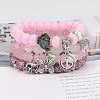 4Pcs Bohemian Style Alloy & Glass & Acrylic Charm Bracelets Set WG8E884-08-1