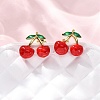 Brass Enamel Stud Earrings EJEW-D322-06G-03-1