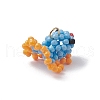Glass Seed Beaded Gold Fish Pendants PALLOY-MZ00561-02-4