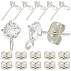 Beebeecraft 12Pcs Diamond Shape Brass Micro Clear Cubic Zirconia Stud Earring Findings KK-BBC0012-75-1