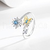 Brass Micro Pave Cubic Zirconia Rotating Cuff Rings for Women RJEW-C132-06P-1