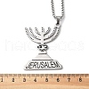 304 Stainless Steel Menorah Pendant Necklaces for Hanukkah NJEW-H065-21P-3