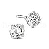 SHEGRACE Rhodium Plated 925 Sterling Silver Four Pronged Ear Studs JE420A-03-1