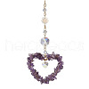 Heart Natural Amethyst Chip Pendant Drcorations HJEW-JM01651-01-1