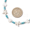 Summer Beach Round Synthetic Turquoise & Natural Freshwater Shell Heart Starfish Beaded Necklaces NJEW-JN05209-3