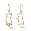 Zinc Alloy Hollow Out Cat Dangle Earrings EJEW-JE05148-3