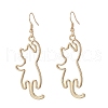 Zinc Alloy Hollow Out Cat Dangle Earrings EJEW-JE05148-3