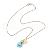 Glass Seed Beaded & Imitation Pearl Flower Pendant 304 Stainless Steel Cable Chain Necklaces for Women NJEW-MZ00115-02-4