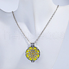 Alloy Hollow Flower Diffuser Locket Pendant Necklaces with Colorful Aromatherapy Tablets Inside KZ2025-2
