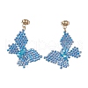 Glass Seed Beaded Dangle Stud Earrings EJEW-MZ00168-02-1