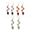 3Pair Natural Amethyst & Natural Carnelian &Natural Green Aventurine Round Dangle Earrings EJEW-TA00653-2