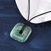 Natural Green Aventurine Square Pendants Black PU Leather Cord Necklaces NJEW-K285-01B-3