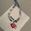 Bohemian Glass Heart Pendant Necklaces for Women FS-WG4E31E-01-2