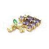 Brass Micro Pave Clear Cubic Zirconia Pendants KK-I695-073G-3