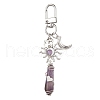 5Pcs Bullet Natural Lapis Lazuli & Green Aventurine & Amethyst & Quartz Crystal & Rose Quartz & Yellow Jade Pendant Decoration HJEW-JM03057-4