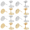 8Pcs 4 Styles 201 Stainless Steel Flat Round Stud Earring Findings STAS-LP0001-18-1