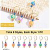  8Pcs Handmade Polymer Clay Round with Flower Pattern Dangle Leverback Earrings HJEW-NB0001-38-7