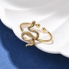 Snake 304 Stainless Steel Open Cuff Ring for Women RJEW-M049-02G-1