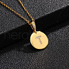 Brass Micro Pave Clear Cubic Zirconia Flat Round with Letter Pendant Necklaces FS-WG00655-20-1