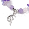 Natural Aquamarine & Rose Quartz & Amethyst Round Beaded Charm Bracelets BJEW-TA00615-01-3