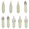 CHGCRAFT 9Pcs 9 Styles Synthetic Luminous Stone Double Terminal Pointed Pendants G-CA0001-72-1