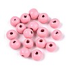 Spray Painted Round Natural Schima Wood Beads WOOD-A018-6mm-06-1