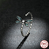 Dragonfly 925 Sterling Silver Enamel Micro Pave Clear Cubic Zirconia Cuff Rings for Women FS-WG14241-01-1