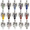 BENECREAT 15Pcs 15 Styles Natural & Synthetic Mixed Gemstone Double Terminal Pointed Pendants G-BC0001-51-1