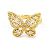 Butterfly Brass Micro Pave Cubic Zirconia Adjustable Rings for Women RJEW-U003-27B-G-2