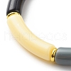 Imitation Jade Acrylic Curved Tube Beaded Stretch Bracelet for Women BJEW-JB08436-03-5