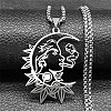 Gothic 304 Stainless Steel Hollow Moon Woman Pendant Necklaces NJEW-K283-04P-1