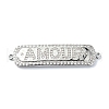 Rack Plating Brass Micro Pave Clear Cubic Zirconia Rectangle Links KK-M282-20P-1