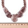 Natural Strawberry Quartz Faceted Bib Graduated Beaded Necklaces for Women NJEW-B128-01L-5