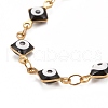 Enamel Rhombus with Evil Eye Link Chains Bracelet BJEW-P271-03G-04-2