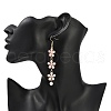 Zinc Alloy Enamel Flower Dangle Earrings EJEW-JE06462-01-3